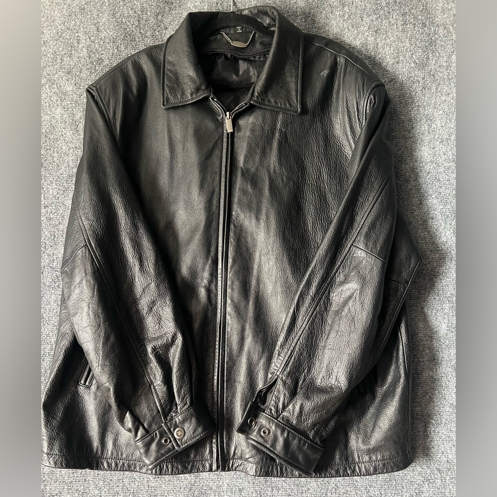 Vintage Tanners Avenue  Black 100% Genuine Leather Jacket Motorcycle Biker  Xl